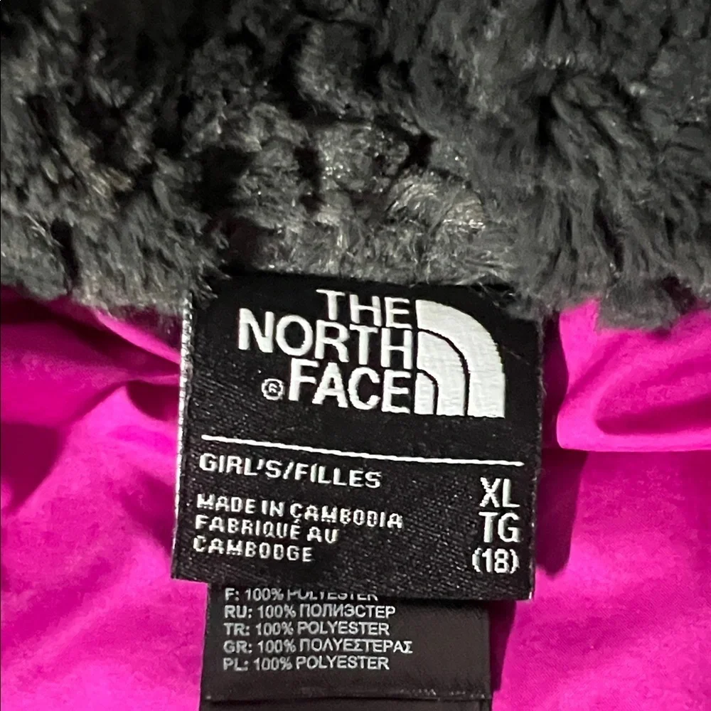The North Face Kids charcoal Jacket with Pink Lining